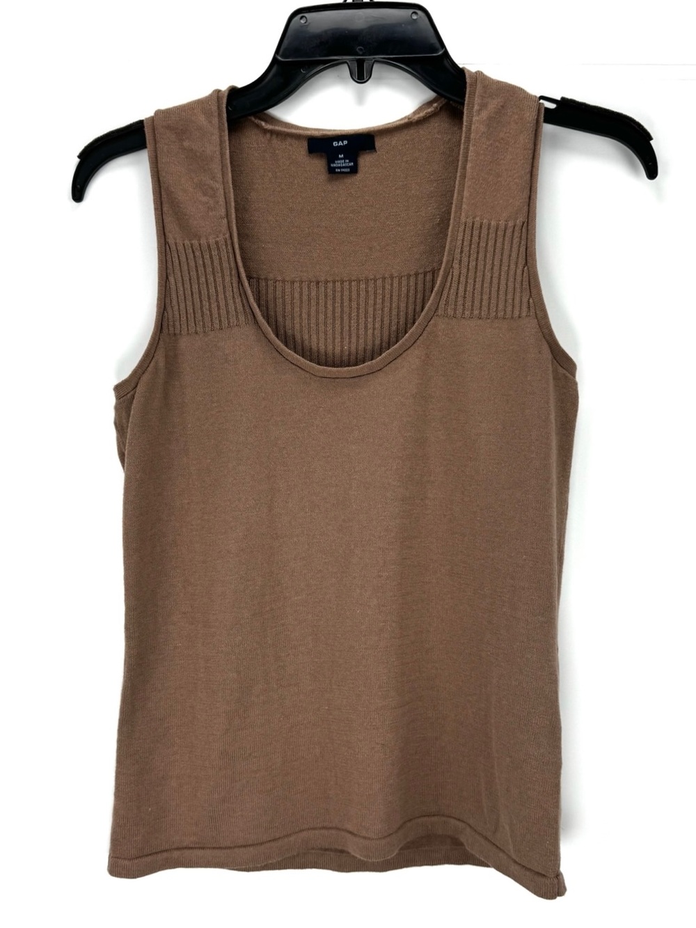 GAP Women's Brown Rib-Trim Sleeveless Knit Tank Top